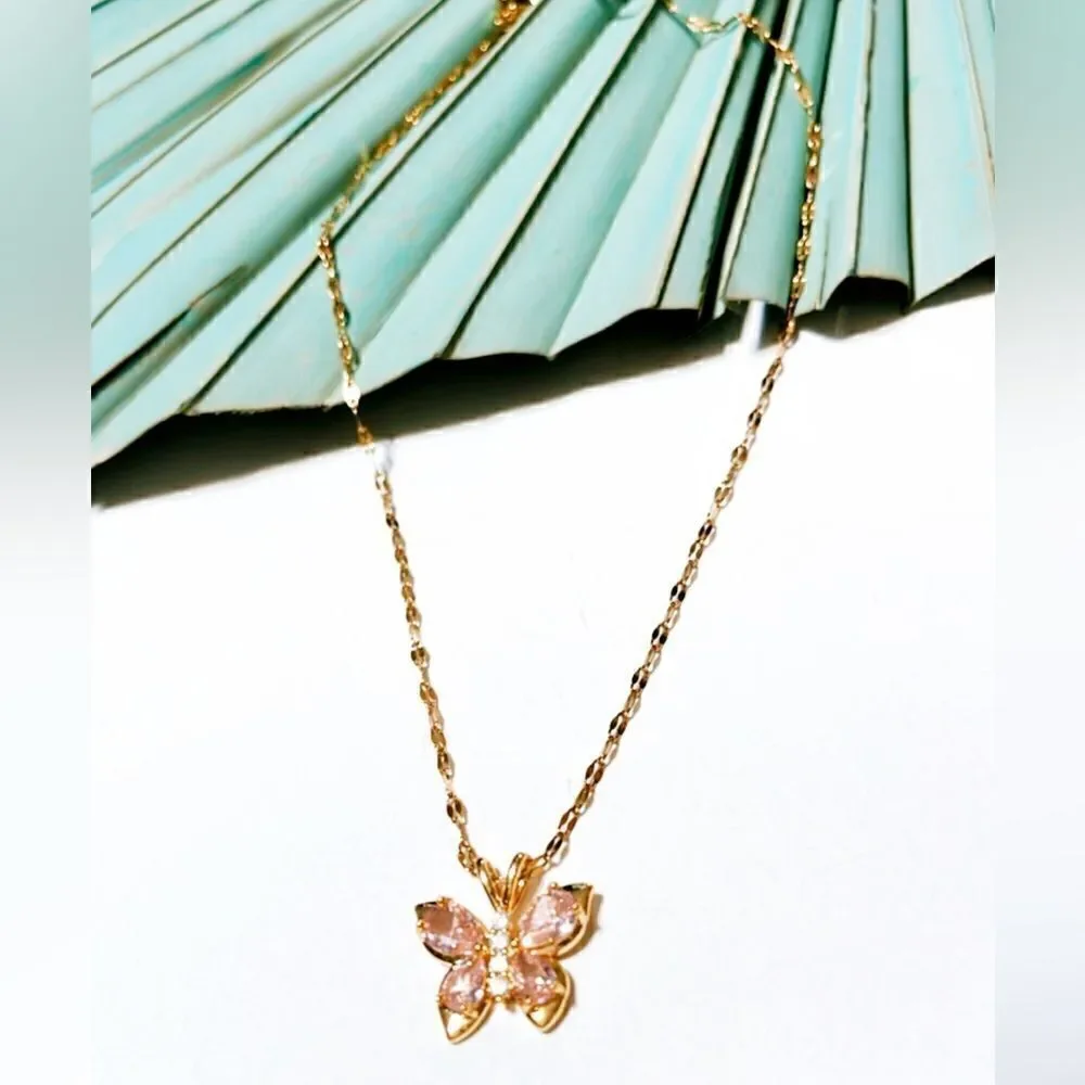 Diamond butterfly  necklace  S222